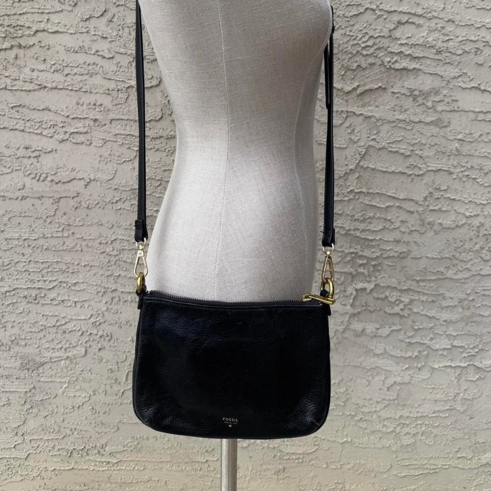 BLACK FOSSIL‎ LEATHER CROSS BODY PURSE